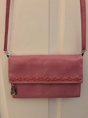 Brighton Pink Braided Flap Crossbody Bag